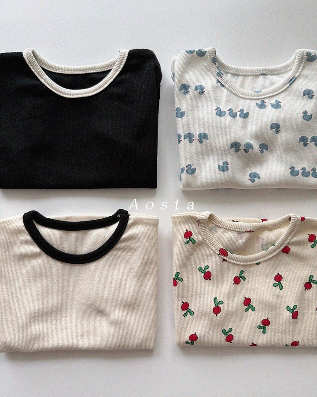 [Aosta] Ribbed Short Sleeve T-shirt / [아오스타] 골지반팔티