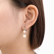 あこや真珠 6mm 揺れるパールイヤリング 真鍮 2粒パール 日本製 上品フォーマル 冠婚葬祭 カジュアル パールアクセサリー