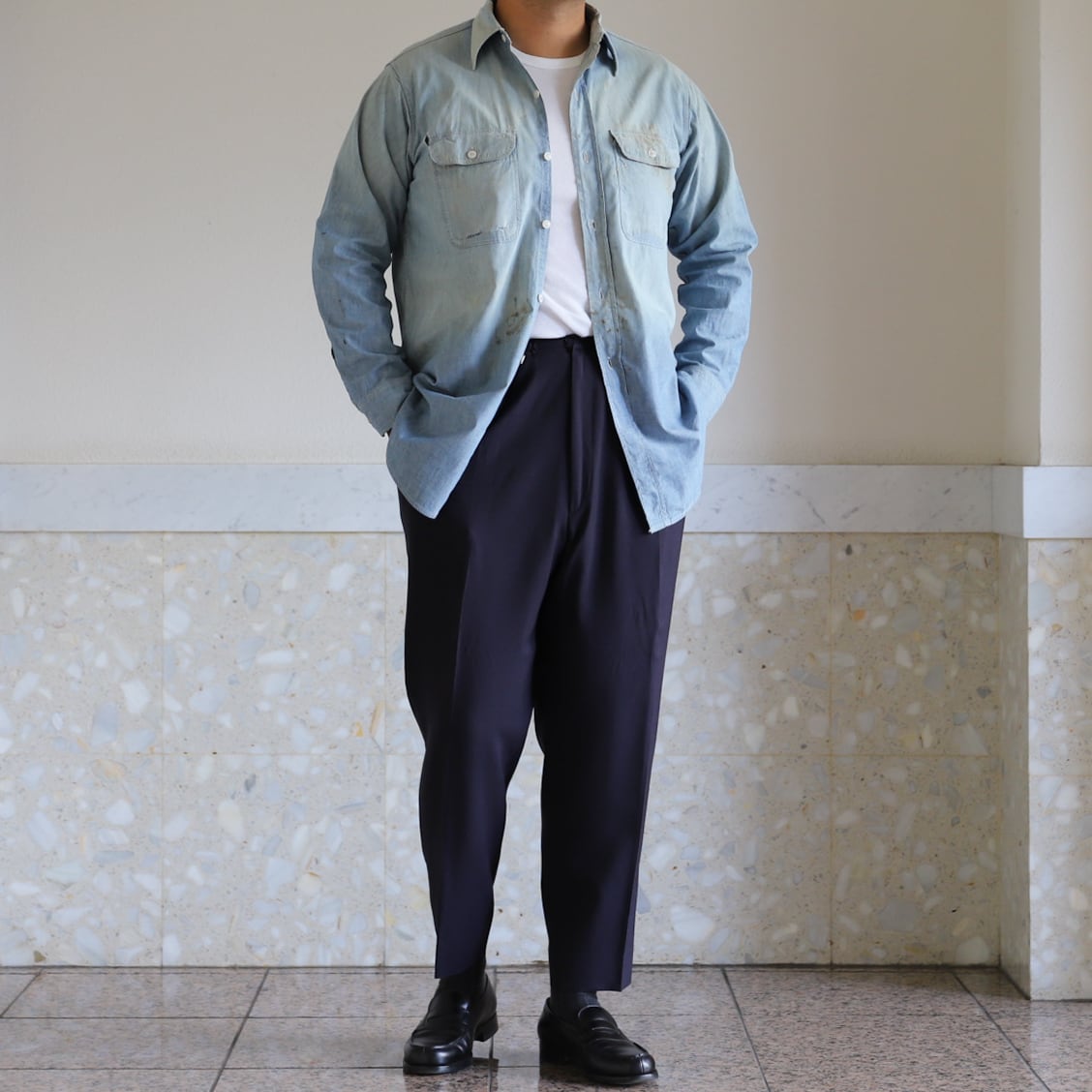 希少】50s BIG MAC special vintage chambray shirt big size made in