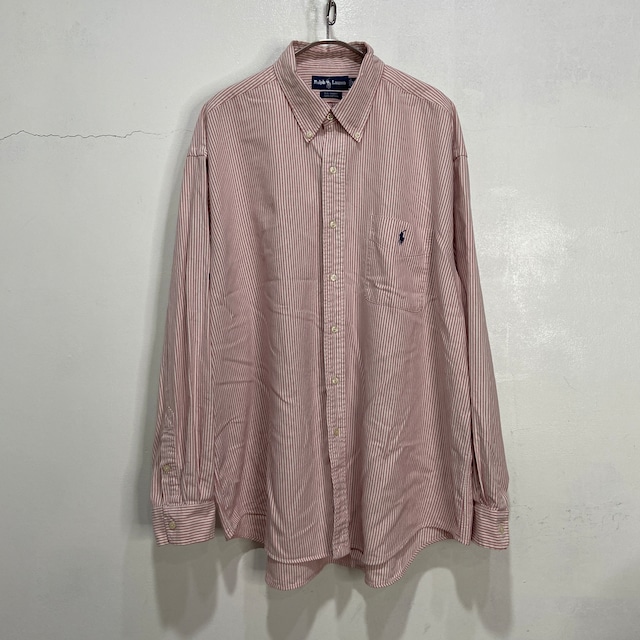 90s RalphLauren BIGSHIRT ストライプシャツ ピンク XL