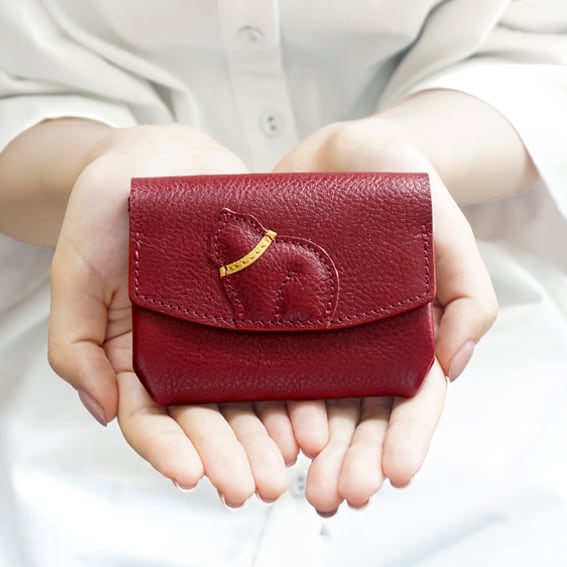 子猫がいる財布・ボルドー[受注製作品]