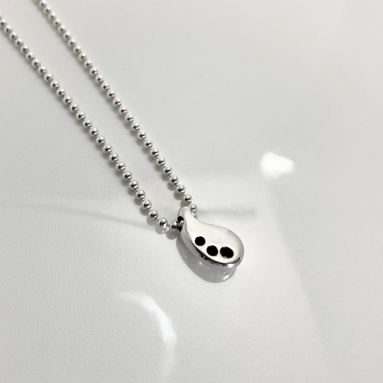 TEARDROP with PINK SAPPHIRE BALL CHAIN NECKLACE / ティアドロップ・ピンクサファイア ボールチェーンネックレス
