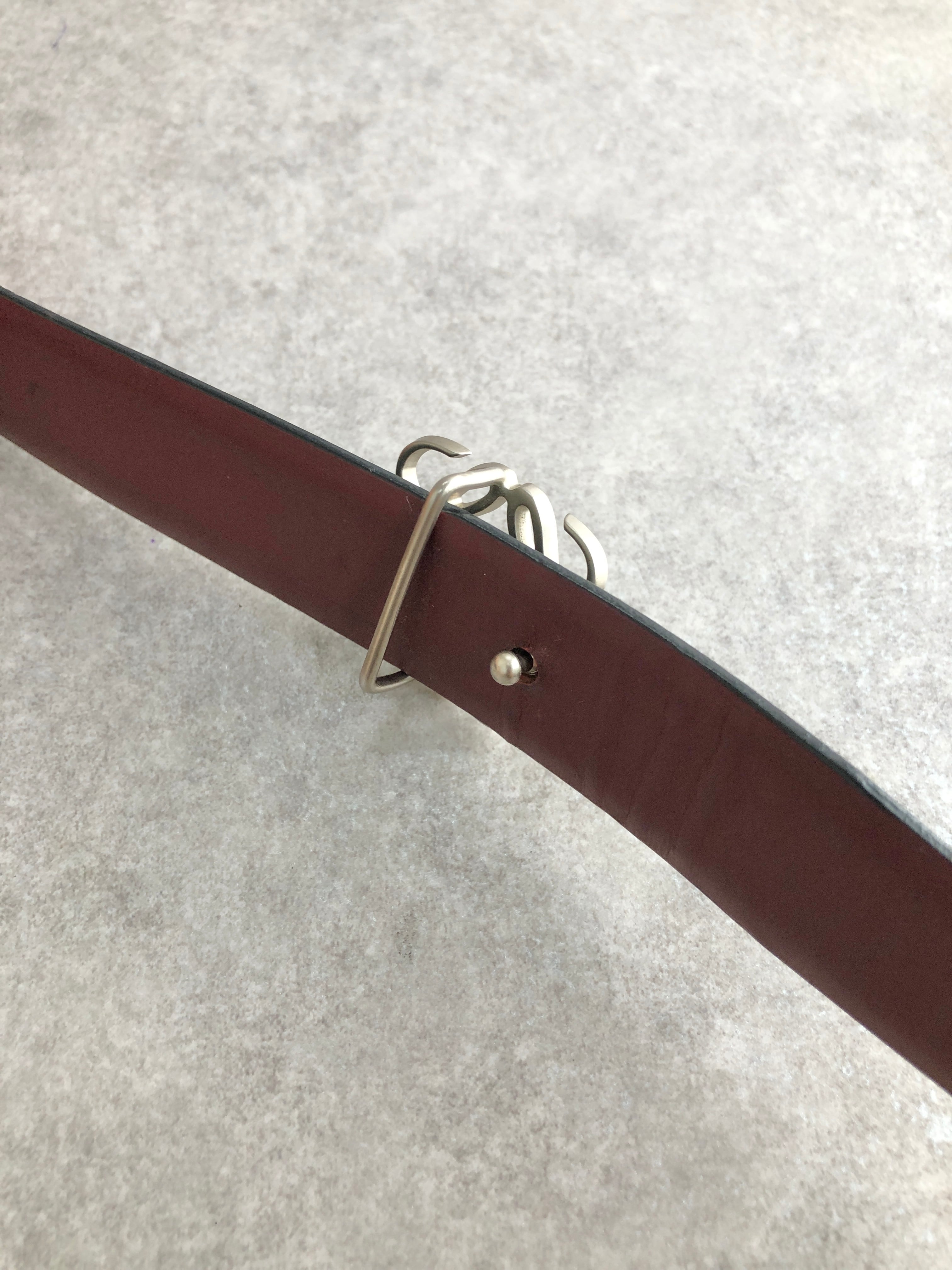 LOEWE ロエベ ベルト ブラック×バーガンディ アナグラム レザー 28-70