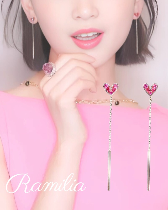 ハートロングタッセルピアス　R2411017