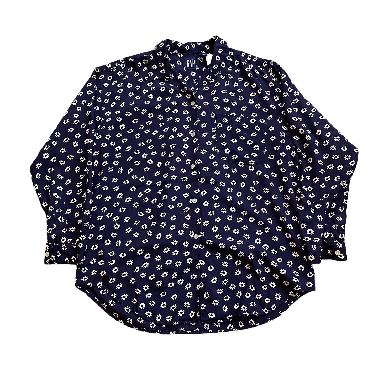 90s GAP flower pattern rayon open collar shirt 