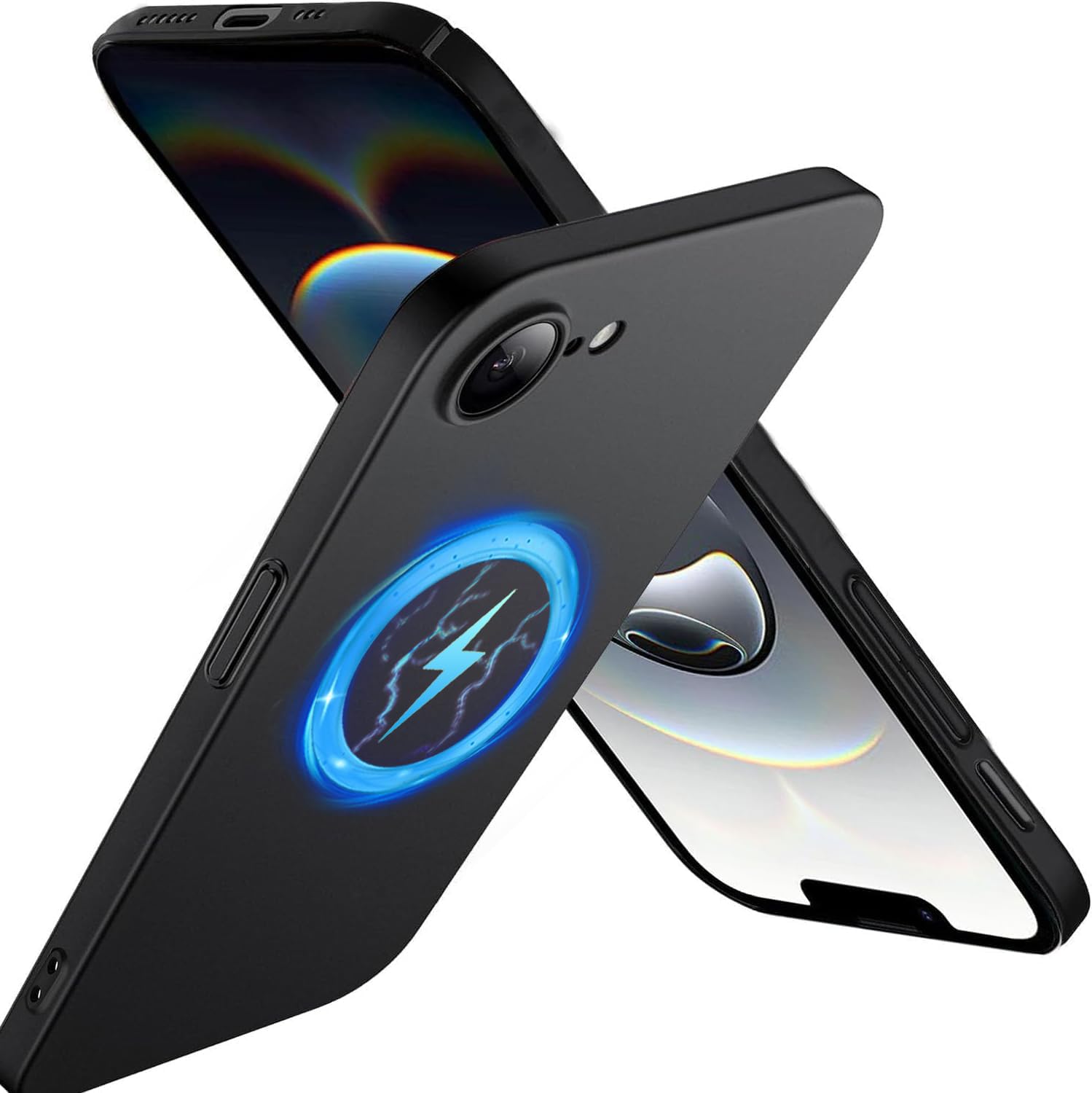 【極薄軽量・マグネット内蔵】Xyddxihan iPhone 17e/ iPhone 16E用 ケース マグセーフ対応 軽量薄型 シンプル マット質感 さらさら手触り PC製 指紋防止 擦り傷防止 アイフォン 17 16E用 ケース いPhone17 16E用カバー シン・フィット ブラック