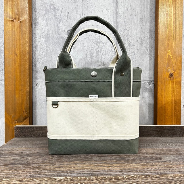 当店人気No.1.▽Bi Color Tote "M"【ジャングル×サンドビーチ】