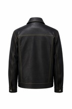 【レザーコネクト限定セール】TOUR RECORD イエローステッチトラッカージャケット 牛革 メンズ ブラック Lサイズ