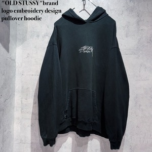 "OLD STUSSY"brand logo embroidery design pullover hoodie