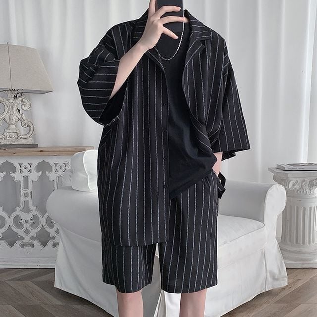 予約販売】メンズ セットアップ 上下 ハーフパンツ 半袖シャツ