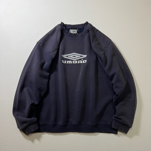 UMBRO　センターロゴ　フェード　スウェット　トレーナー　アンブロ　ネイビー　XL 古着