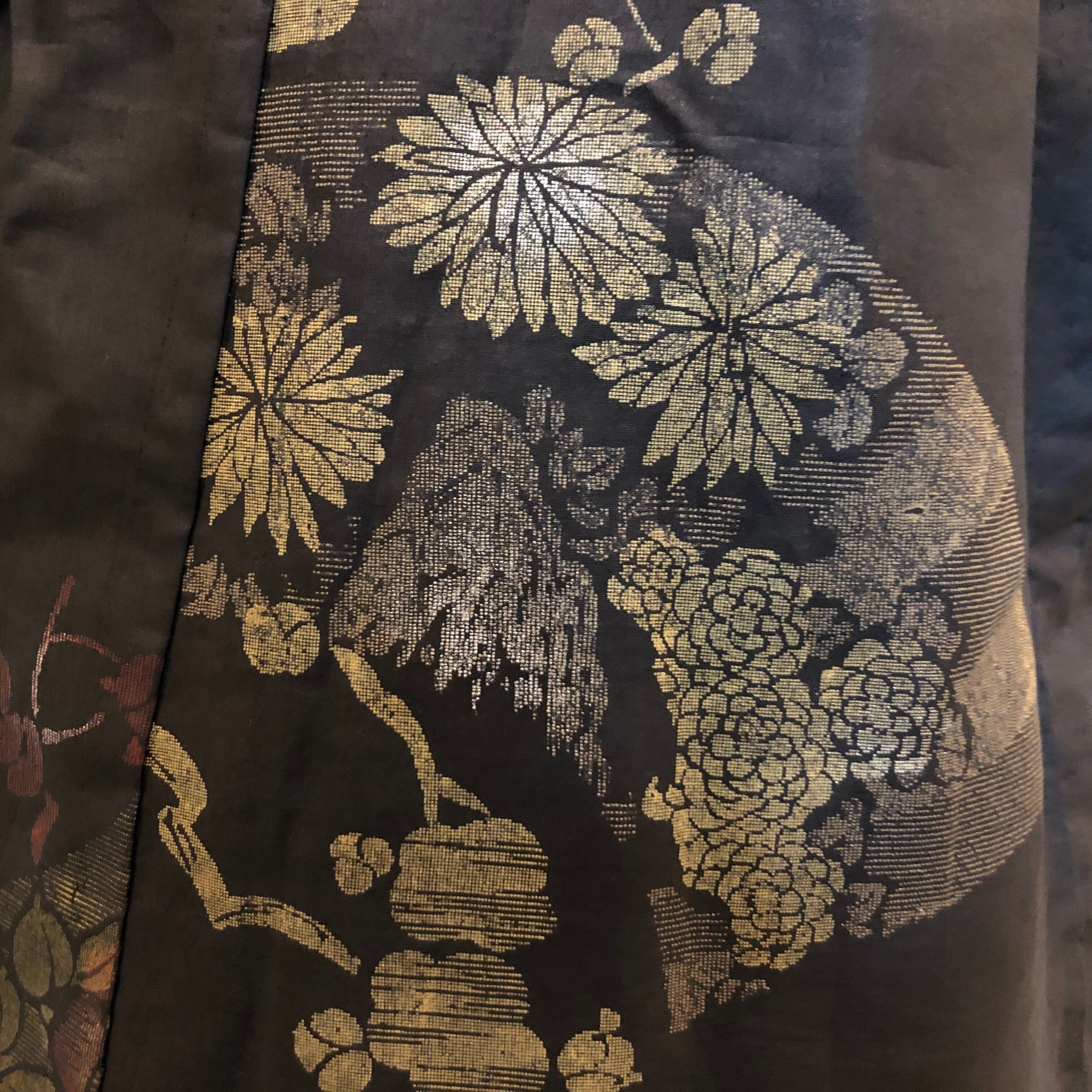 着物月花 天目織 龍 単衣 小紋 正絹 居敷当て付き ガード加工 ki5891