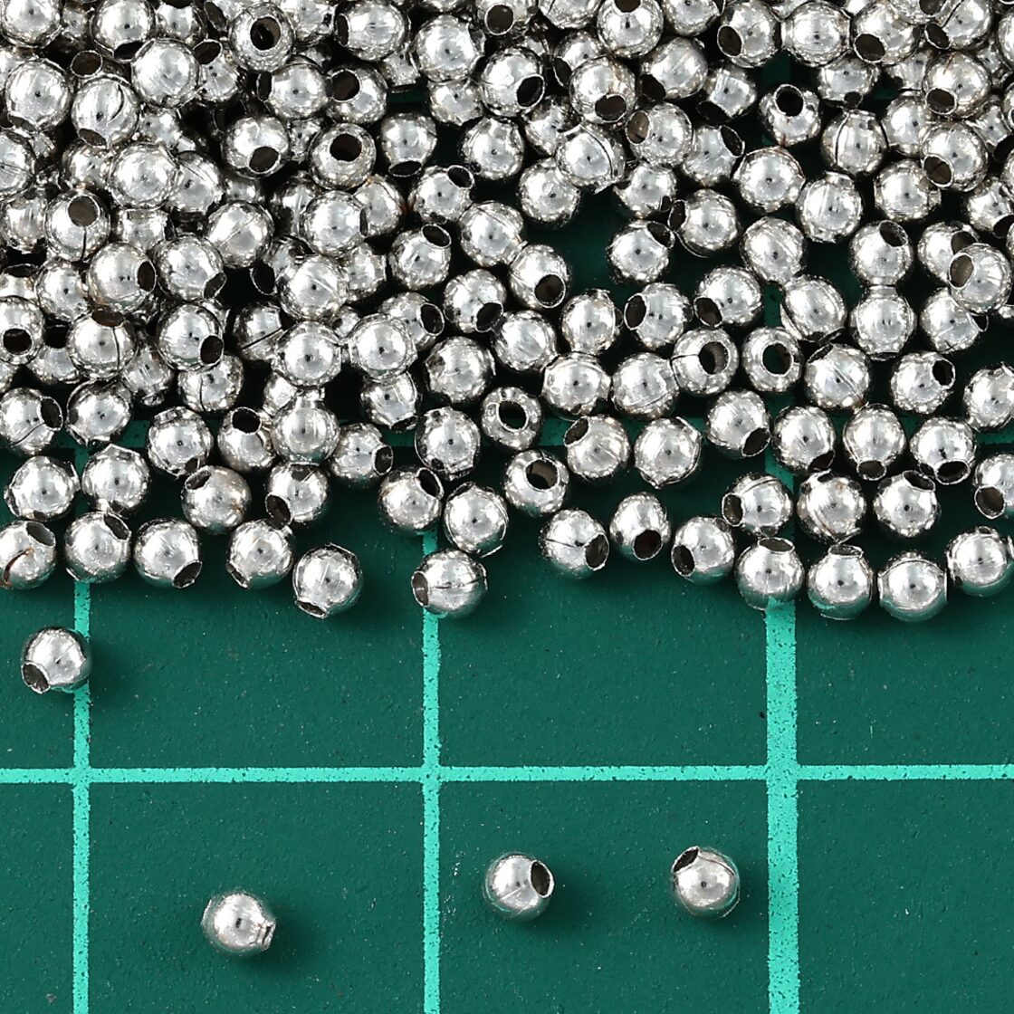 メタルビーズ 2mm シルバー 9000個 セット 丸 穴あり ラウンド 