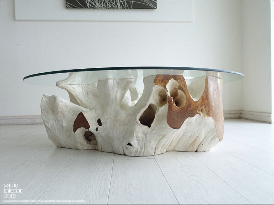 プリミティブテーブルYY1 座卓 円卓 円形テーブル 丸テーブル リビングテーブル センターテーブル 座敷机 チーク無垢材