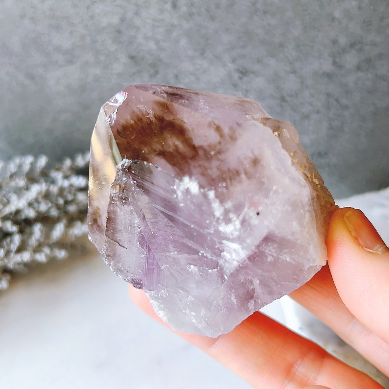 ファントムアメジスト01 ハーフポリッシュ*ブラジル産(ホランダイト入り)