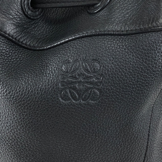 LOEWE ロエベ ショルダーバッグ ブラック アナグラム レザー 巾着 vintage ヴィンテージ オールド kwnn6u