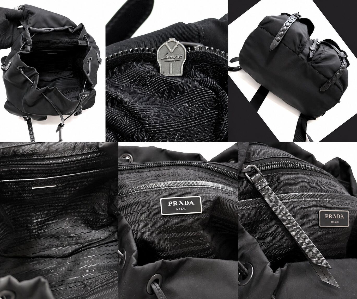 PRADA プラダ 1BZ811 ピラミッド スタッズ サフィアーノレザー バック