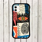 受注生産 iPhoneケース カラフルパネルの目の護符柄｜魔除けアート TALM025C