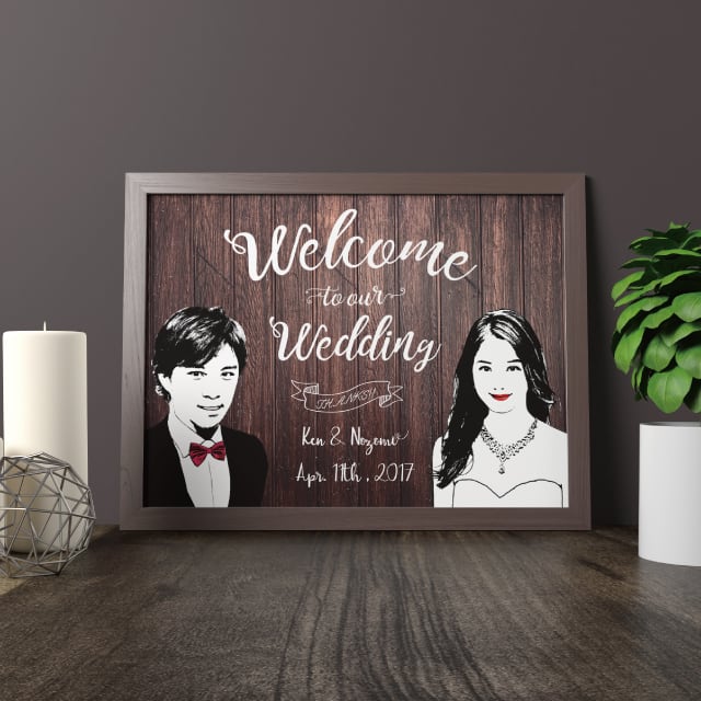 似顔絵風ウェルカムボードB【選べる背景/フォント/アイコン】《送料