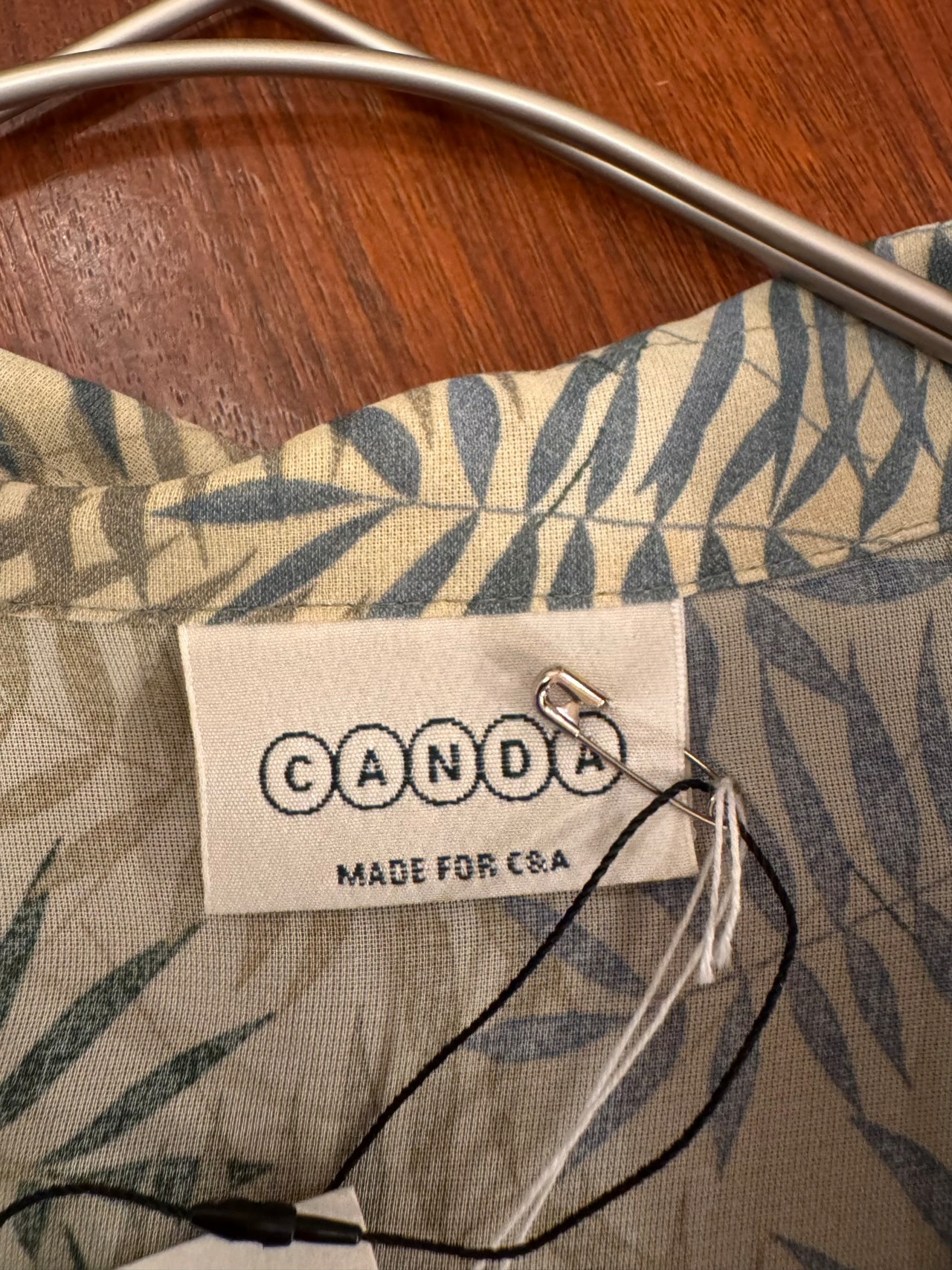 CANDA リーフ柄シアーロングスリーブシャツ