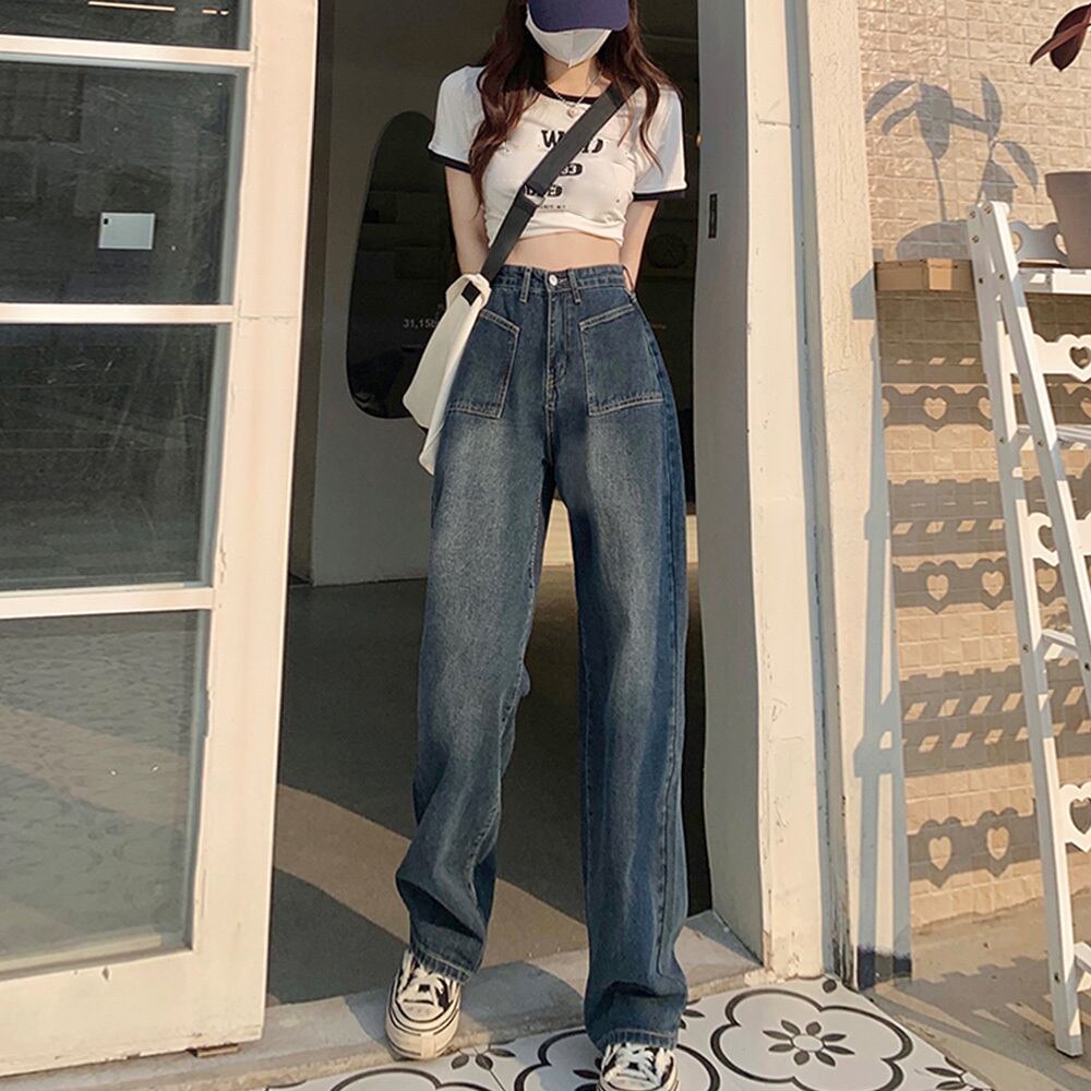 ハイウエスト ワイド ジーンズ レディース デニム パンツ レトロ 大人 きれいめ かわいい おしゃれ カジュアル ストリート 大人可愛い 大人女子