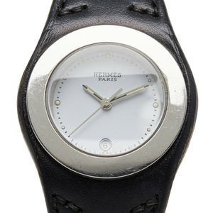 エルメス アーネ 腕時計 HA3.210 クオーツ ホワイト文字盤 ステンレススチール レザー レディース HERMES 【中古】
