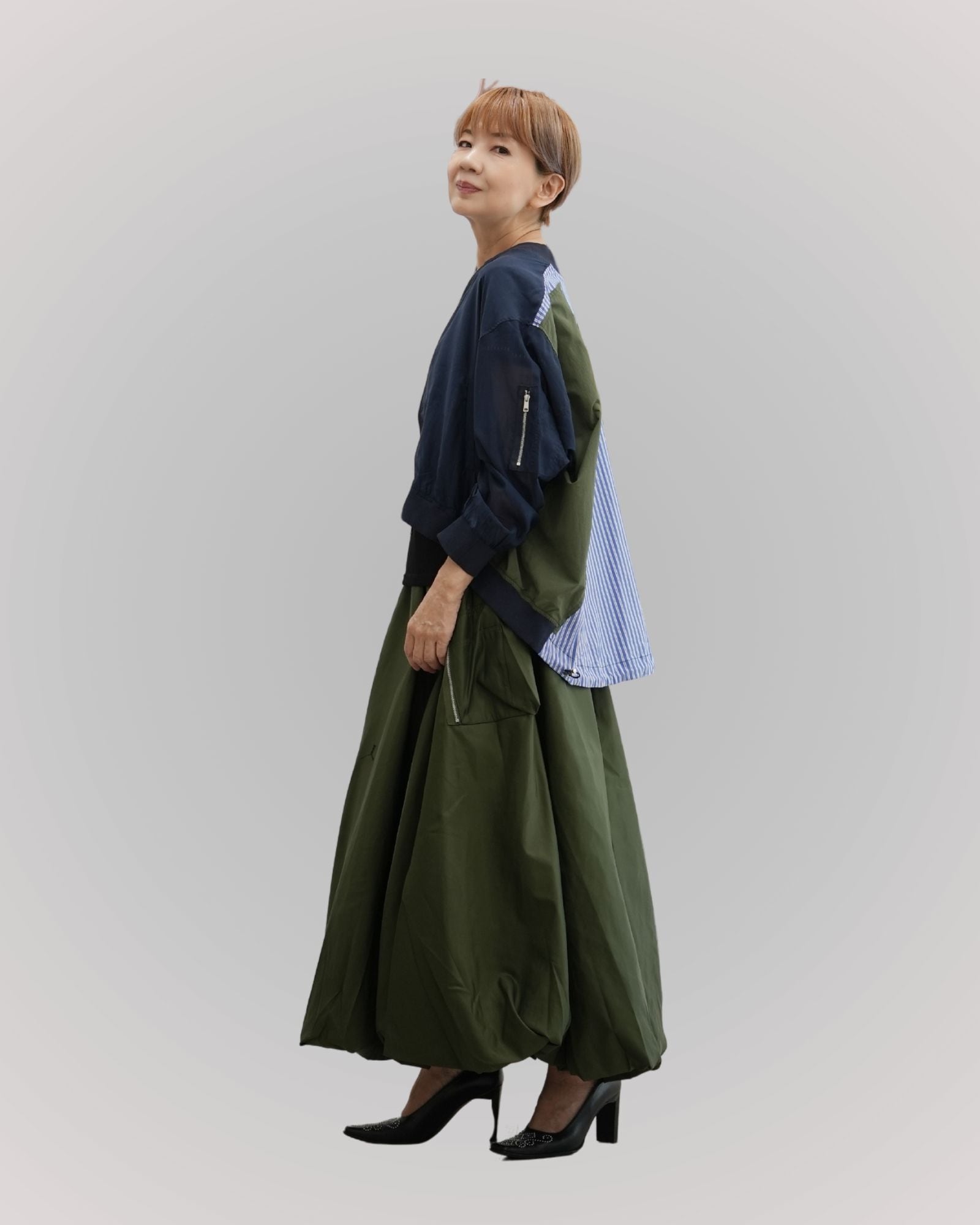 ひがし推し！ストライプ×ミリタリーブルゾン