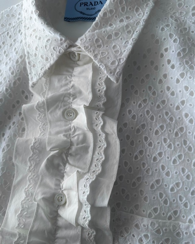 PRADA　EYELET LACE LONG SHIRT