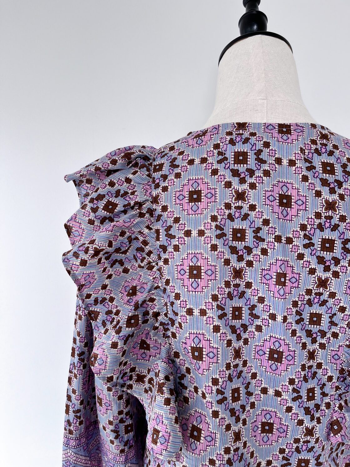 Sara Mallika Kareena Square Print Frill Top | PAY ID