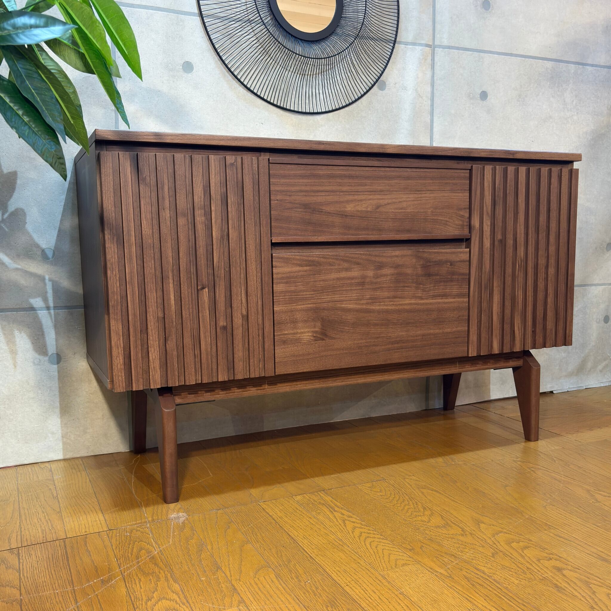 新品】サイドボード MARGA 120 | 日本企画 ウォールナット調 ルーバー