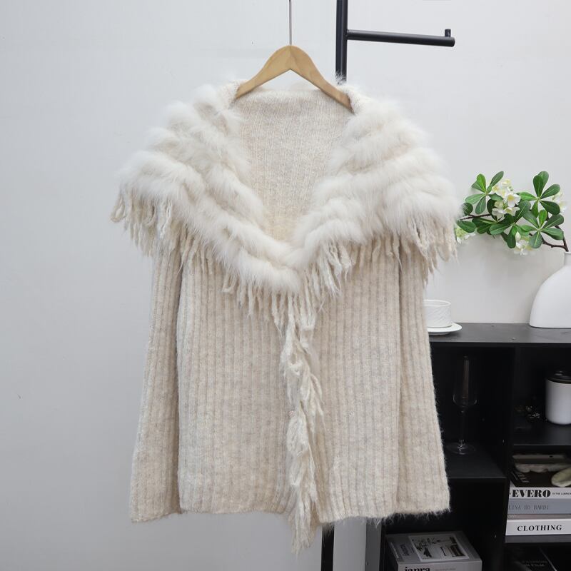 【outer】ファードッキングニットカーディガン Q7209