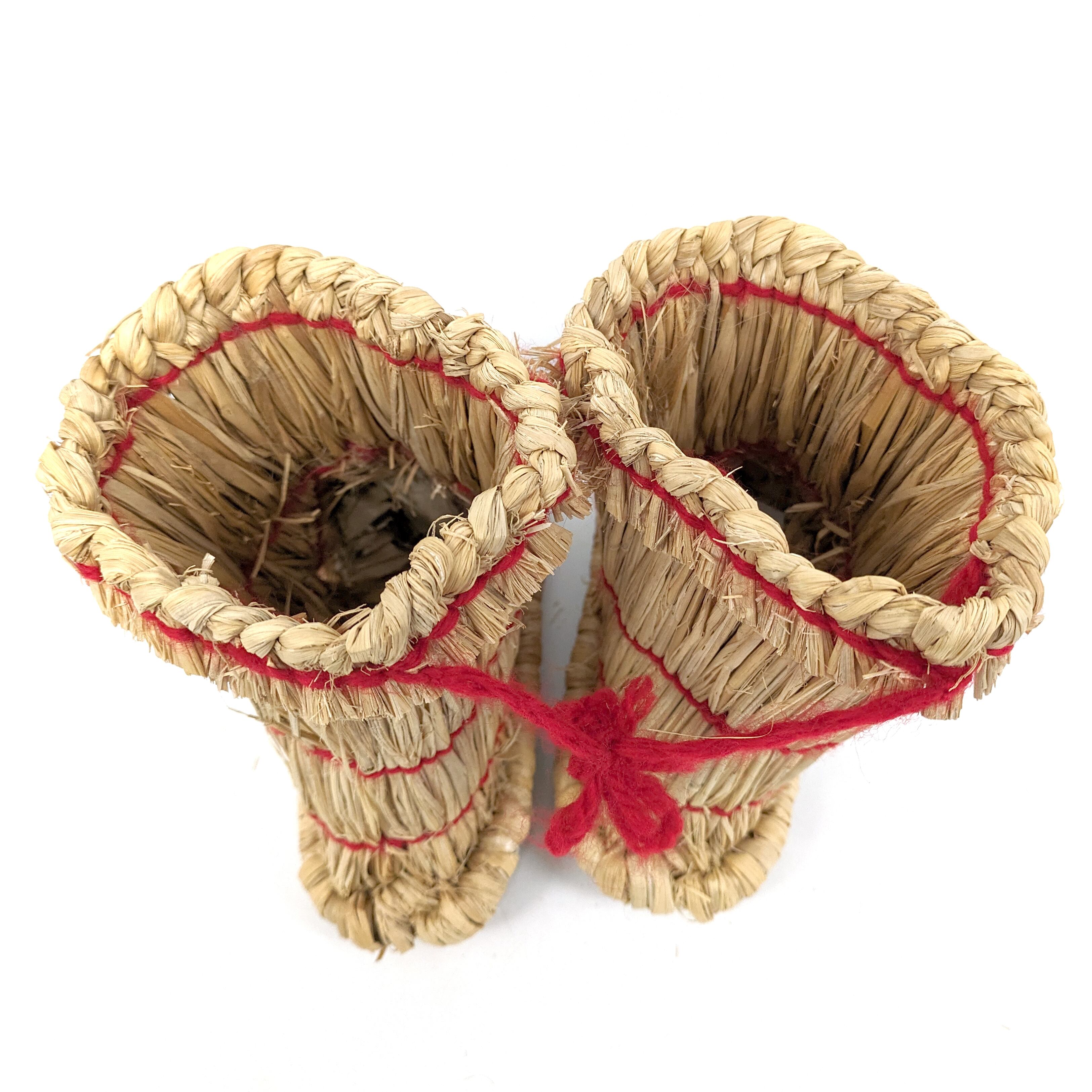 藁靴・わらぐつ・藁沓・雪靴・古民具・インテリア・No.240218-20・梱包