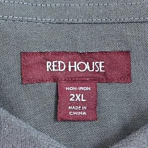【RED HOUSE】ワークシャツ ノンアイロン 企業系 企業 刺繍 ロゴ ワンポイント ボタンダウン XL ビッグシルエット Greco Structures レッドハウス us古着