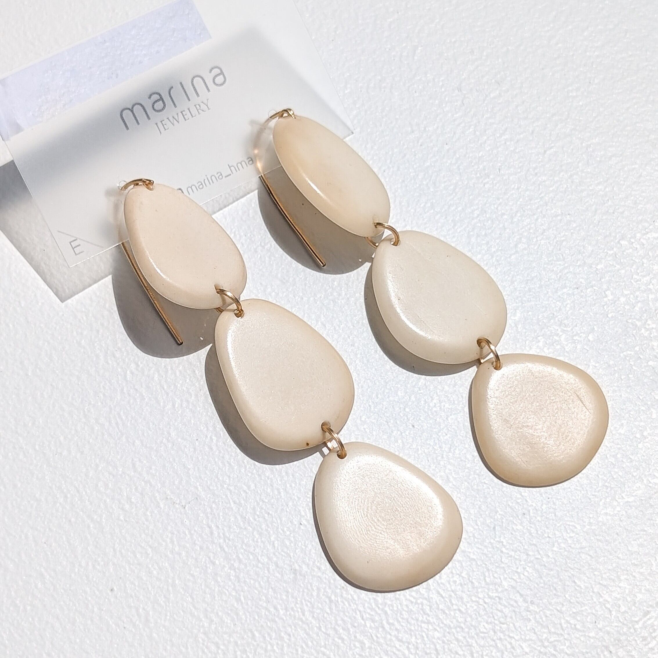 14kgf Ivory Tagua Nuts pierced earrings