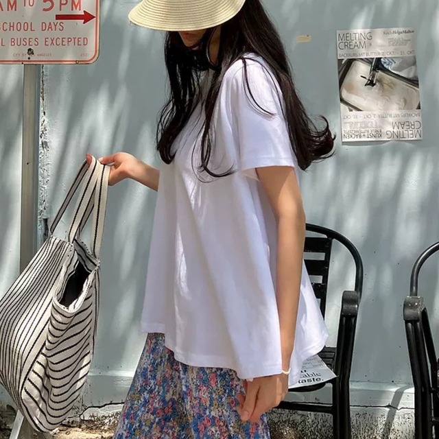 【クルーネック半袖ロングTシャツ 】P00338