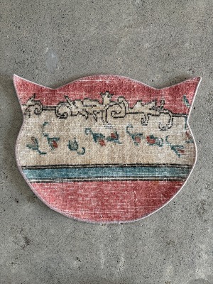 ヴィンテージ　トルコラグ　トルコ絨毯　キャットマット　50x40　CAT105