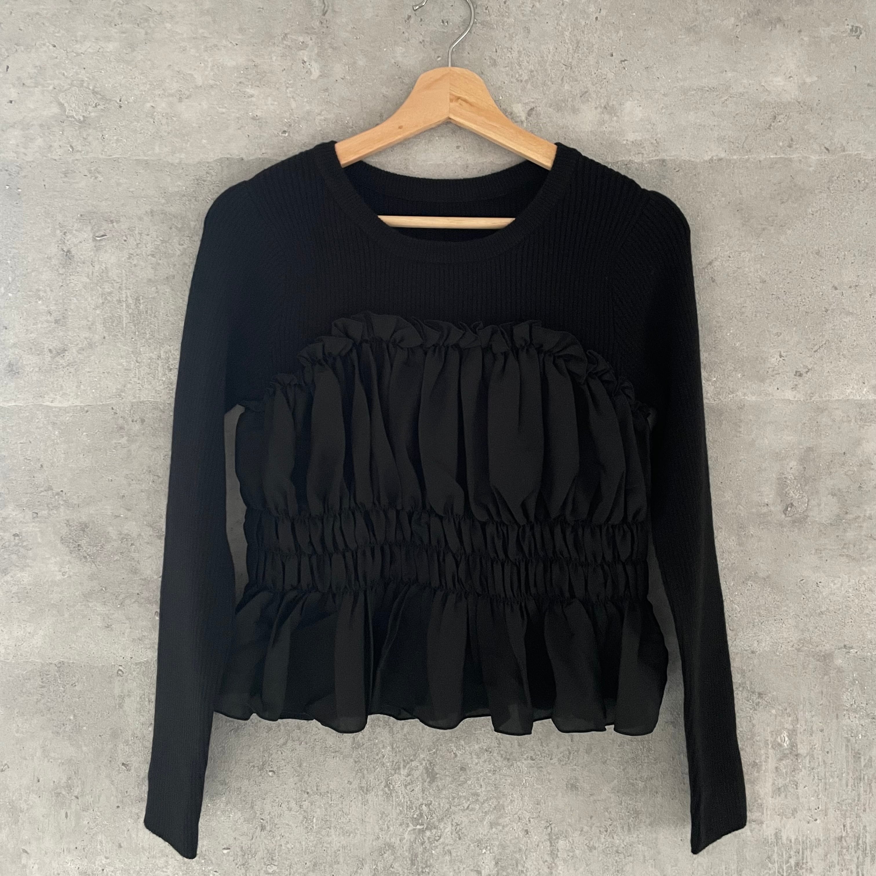 【再入荷】【即納】Tulle bustier docking knit PO