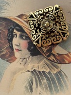 32mmJapanese ヴィンテージボタン ゴールド 透かし  プラスチックボタン レトロ アクセサリーパーツ 装飾材 カルトナージュ