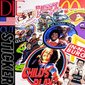 送料無料!!【 DIE-CUT STICKER / ダイカットステッカー】『 Gremlins / グレムリン 』ギズモwithストライプ ポップコーン / ステッカー / シール 〚アメリカン雑貨 アメトイ〛