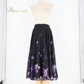 社交ダンス 衣装 Chacott チャコット スカート レッスンウェア ブラック系 花 花柄 黒 紫 青 上品 かわいい 華やか 日本製 ダンス衣装 イベント ステージ おしゃれ ふんわり ひらひら パーティー ダンスパーティー パープル系 ブルー系
