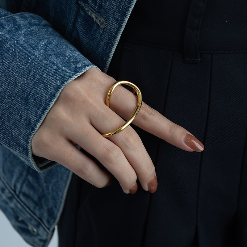 ネコポス便】リング 指輪 ニュアンスライン 2WAY ダブルフィンガー
