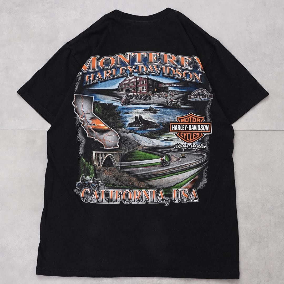 ハーレーダビッドソン プリントTシャツ 古着 バイク ビッグ S 黒 14373