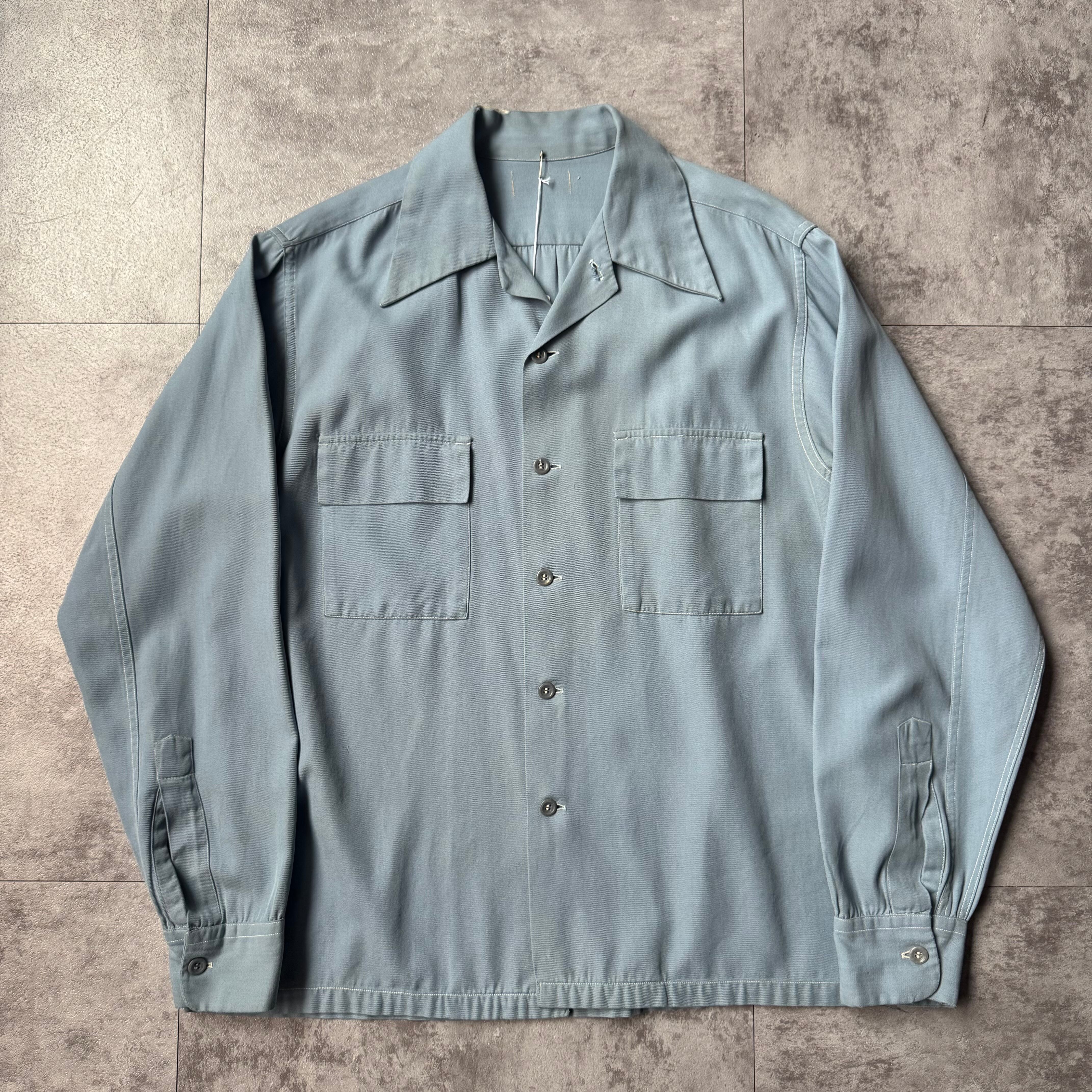 1940's〜 US Vintage Rayon Gabardine Box Shirt / 40年代