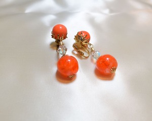 VINTAGE orange ball earring