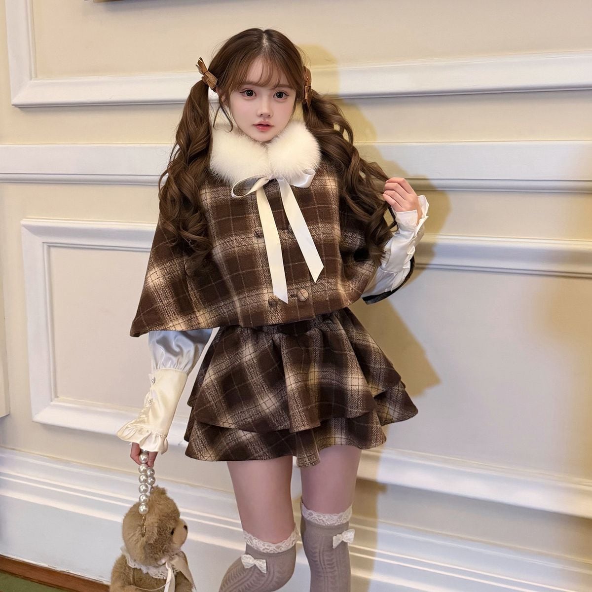 ファートリム襟ケープコート＆スカートセット：JSK | Maiden's Rêve