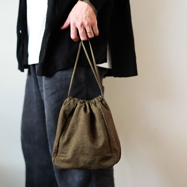 aamilta - Round Pouch / Cotton Twill - Olive ( made in Japan )
