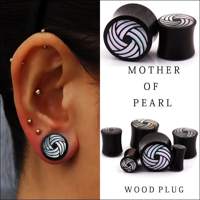 ボディピアス 14mm 16mm 早い者勝ち Mother of Pearl ブラック ウッド