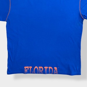 【STARTER】カレッジ フロリダ大学 ケーターズ Gators ビッグサイズ Tシャツ ワンポイントロゴ バックプリント University of Florida 半袖 ブルー US古着