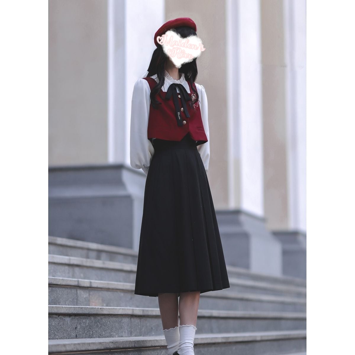 nugu klee ロングスカート　ベスト　2点セット ケープ付きロングスカートセットアップ：ベスト | Maiden's Rêve