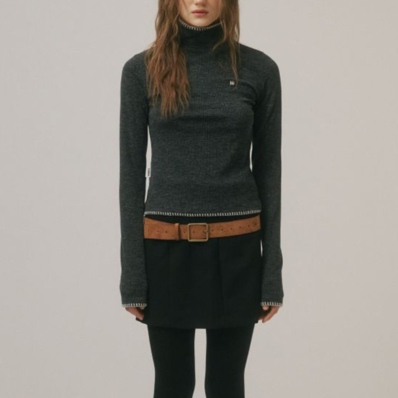 Stitch Rib Knit High Neck【2color】 T3580